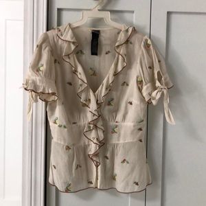 Sheer blouse with embroidery (Anthropologie)